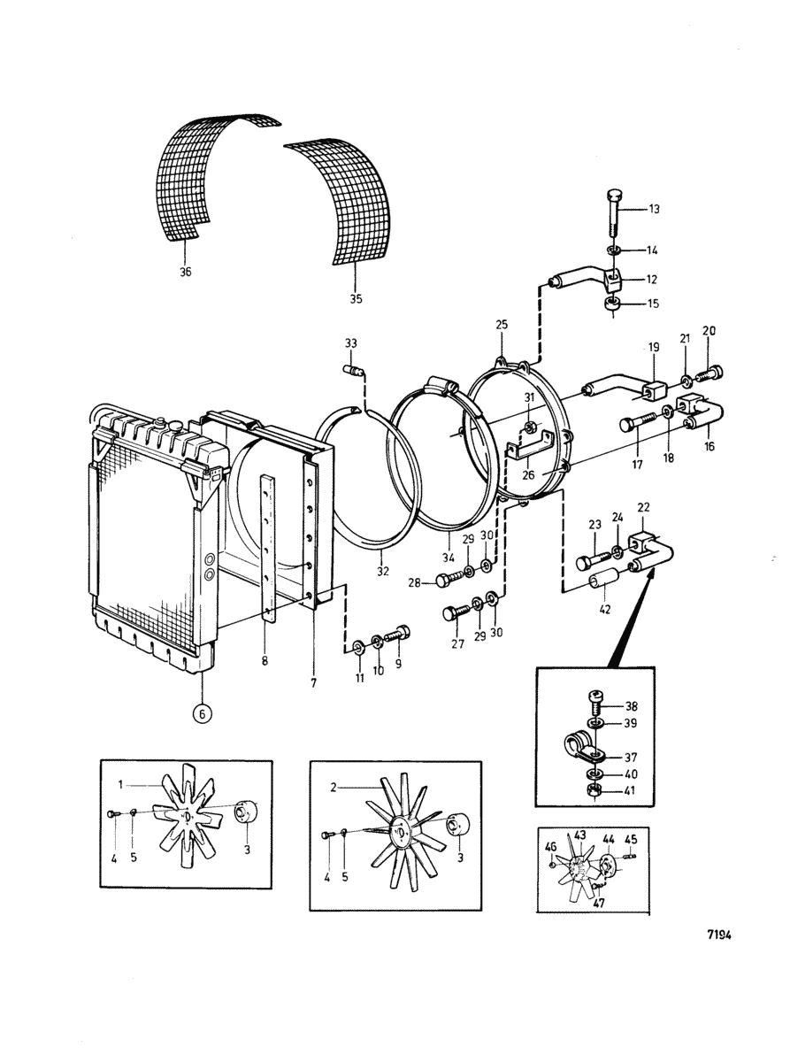 Ventilateur, ventilateur et garde-courroie avec pieces de montage: B