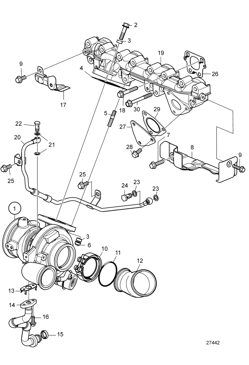 Exhaust Manifold and Turbocharger.