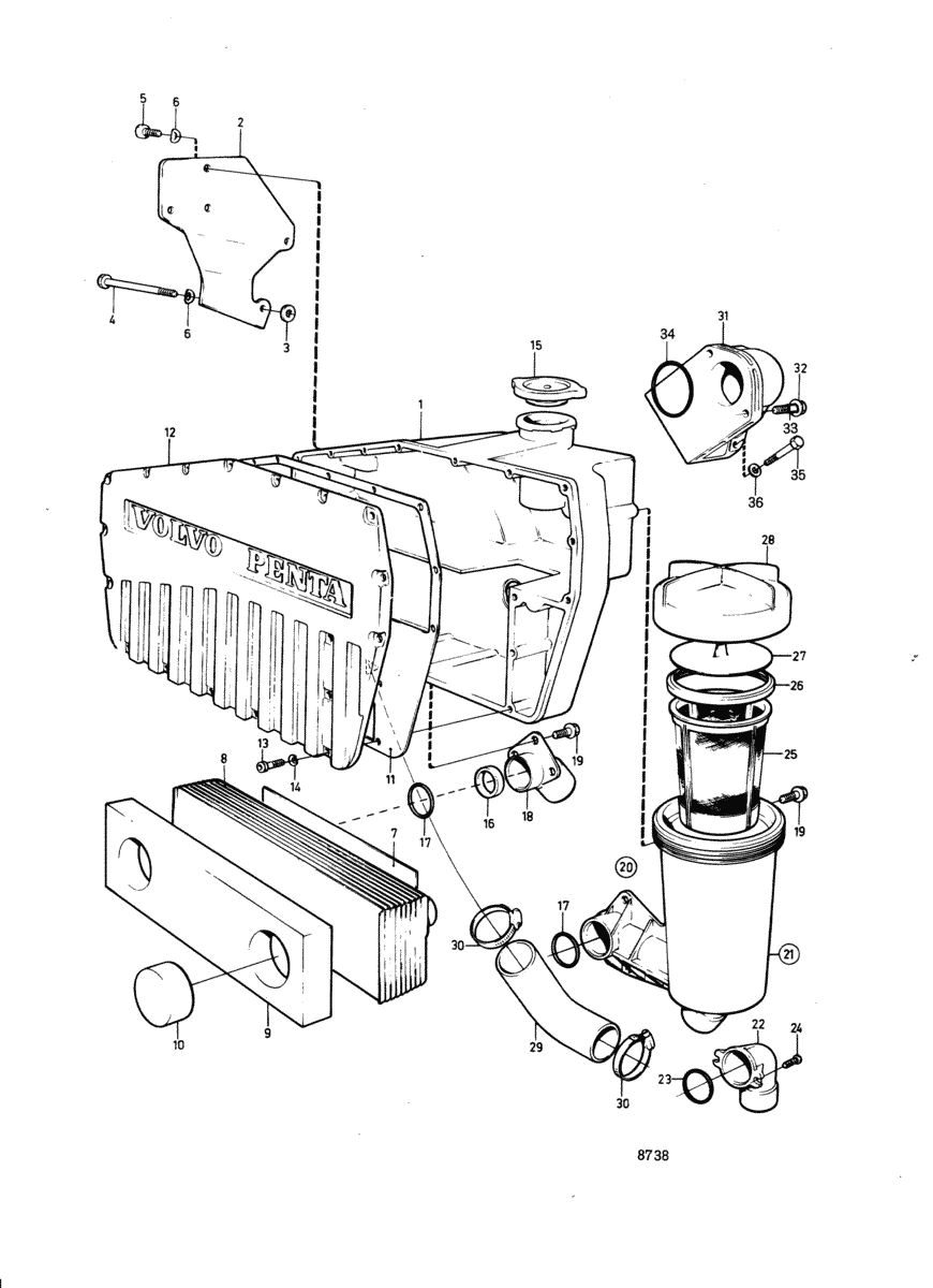 Echangeur de temperature et filtre a eau avec pieces de montage: A