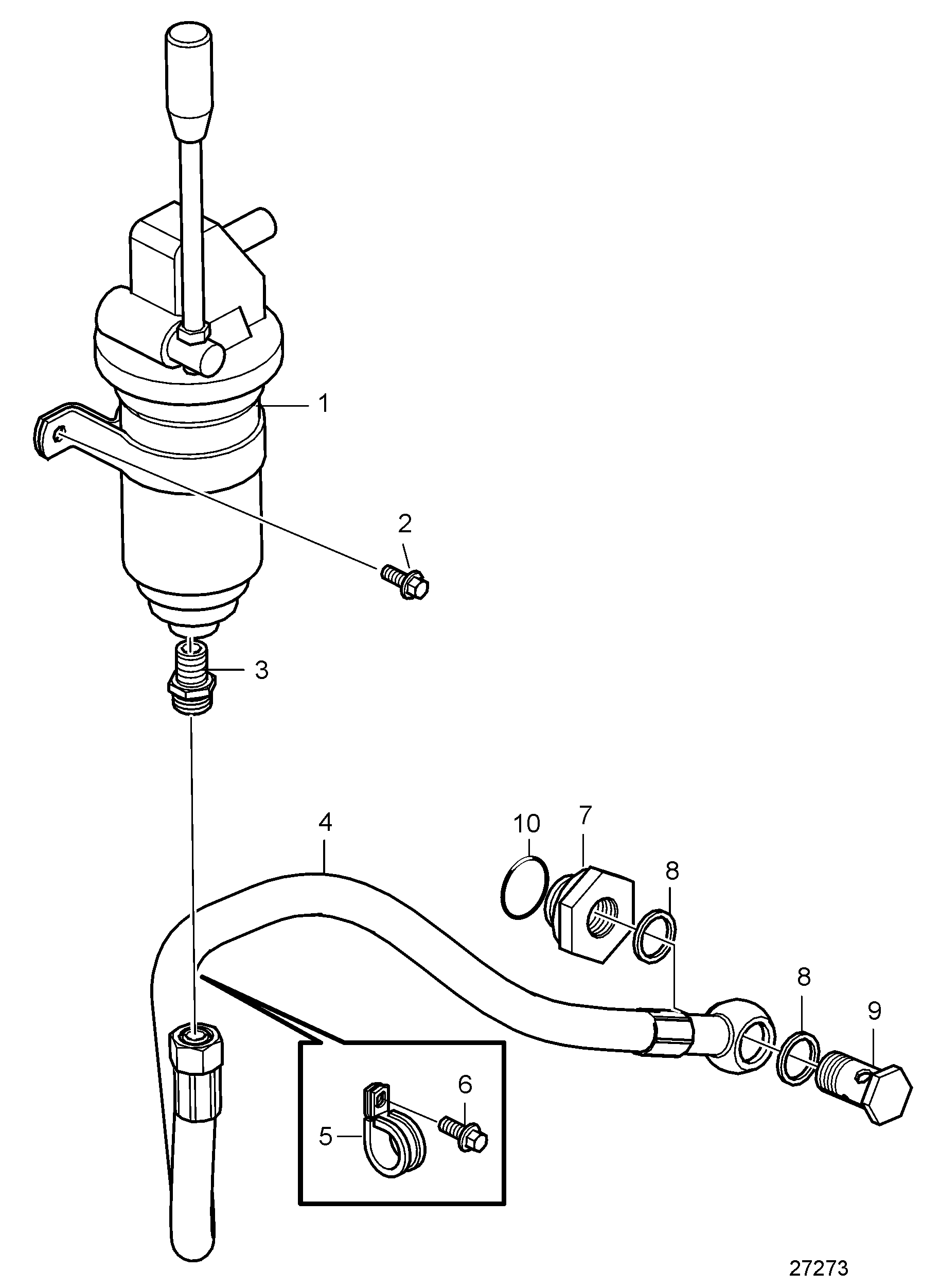 Pompe de vidange d'huile et pièces de montage, montée sur moteur pour carter d'huile en plastique
