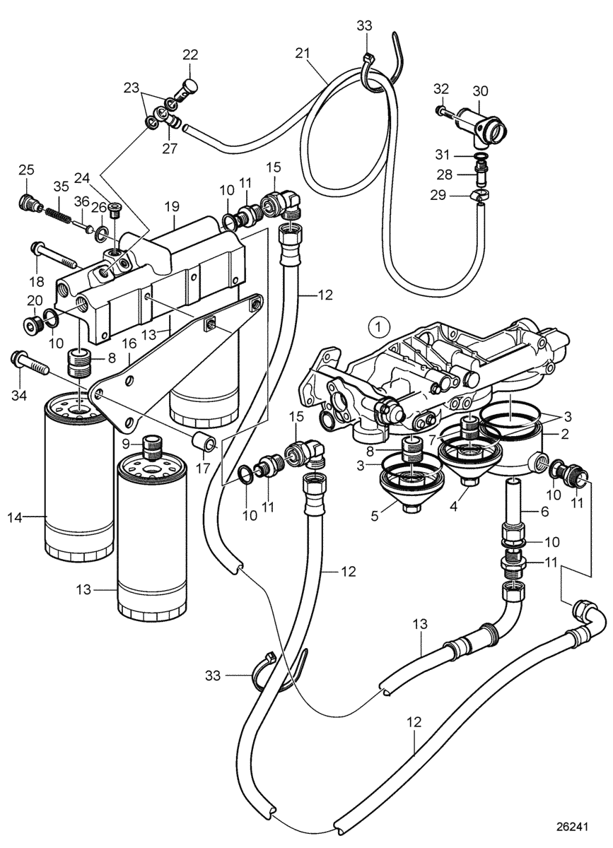 Oil Filter Housing and Oil filter, Alternative Mounting, Plastic Oil Sump