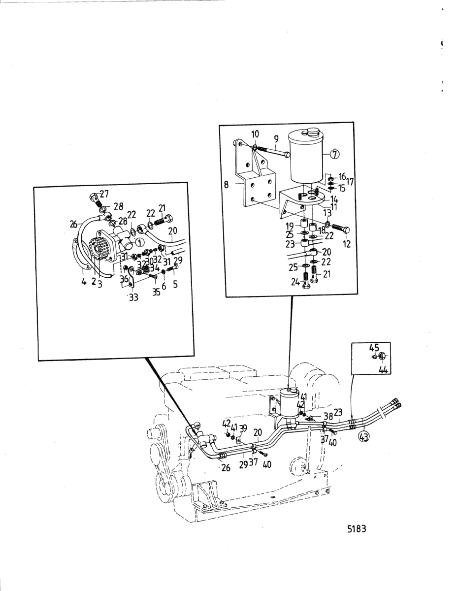 Pompe hydraulique et reservoir d'huile avec pieces de montage