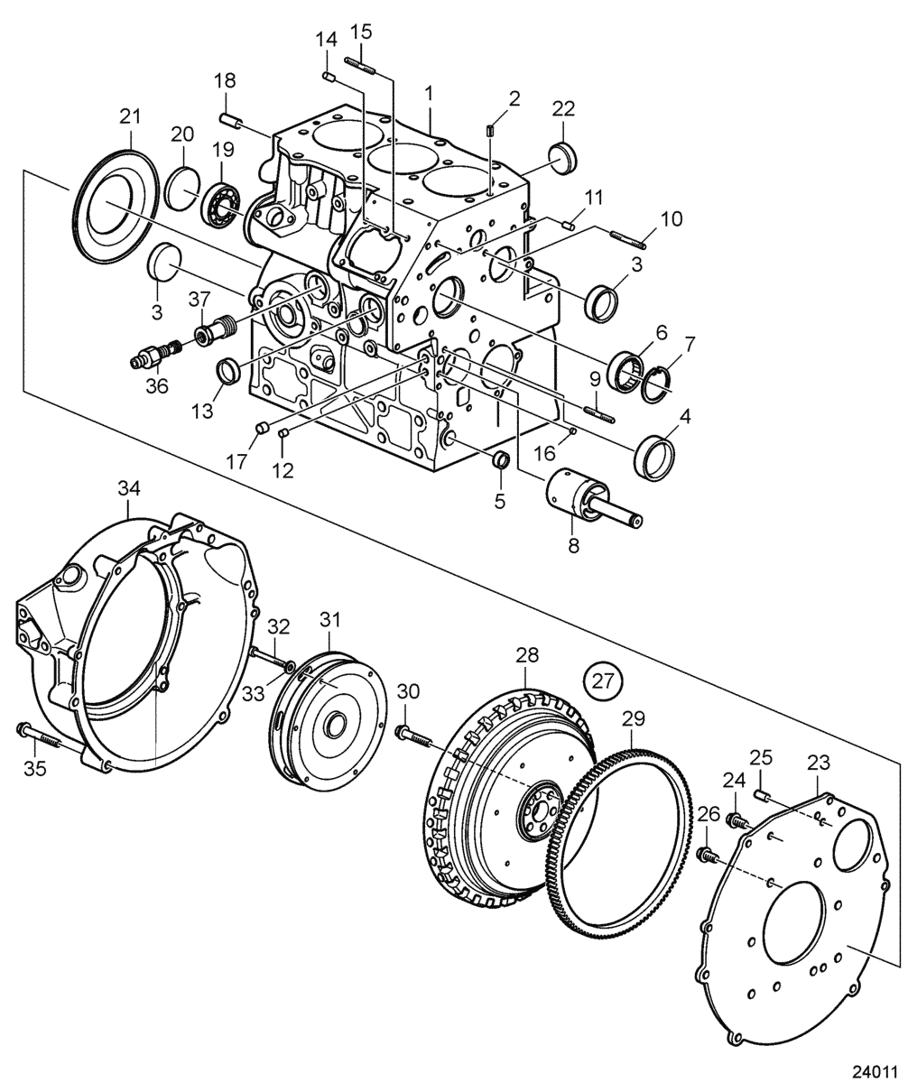 Bloc-cylindres et carter de volant moteur