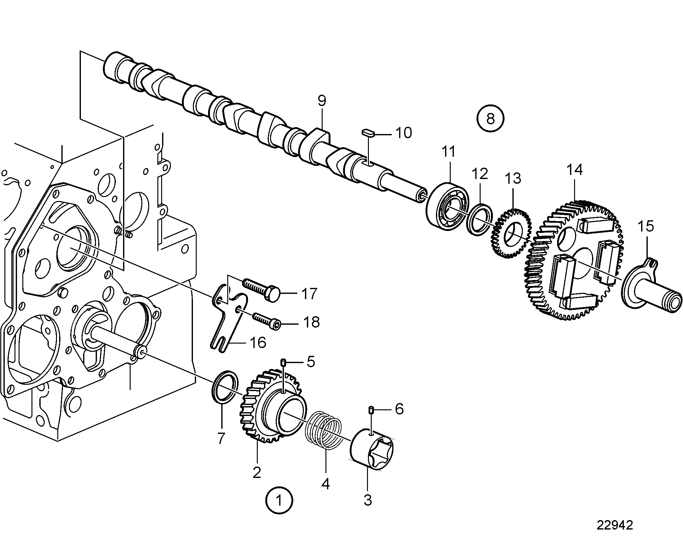Camshaft and gears