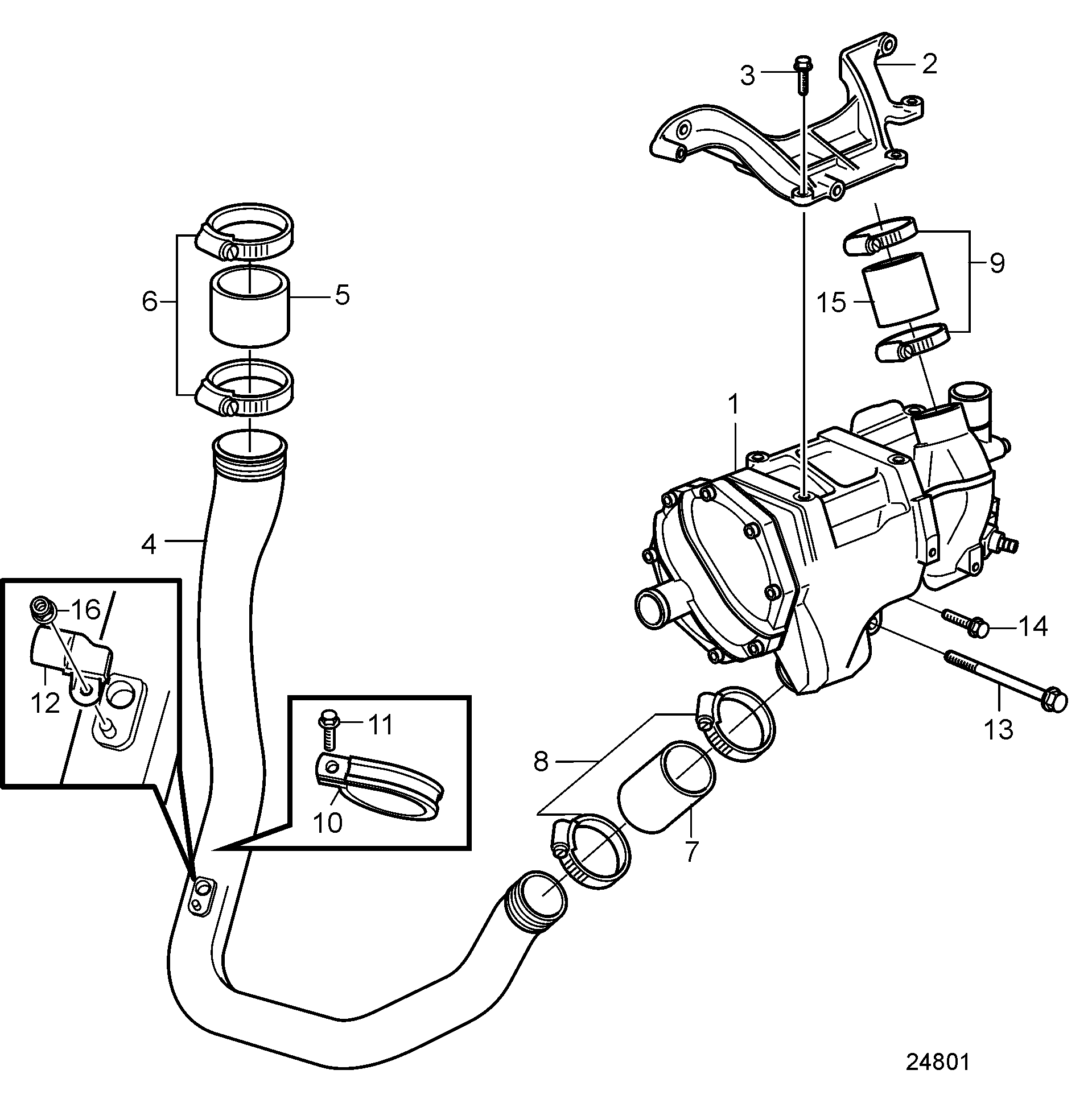Radiateur intermédiaire (Aftercooler) avec pièces de montage