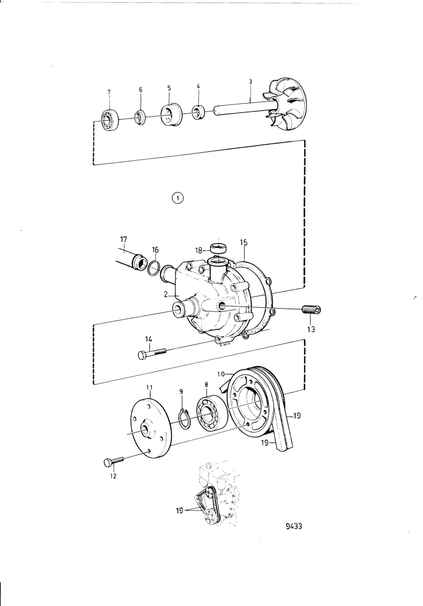 Pompe de circulation pour modele avec refroidissement de quille