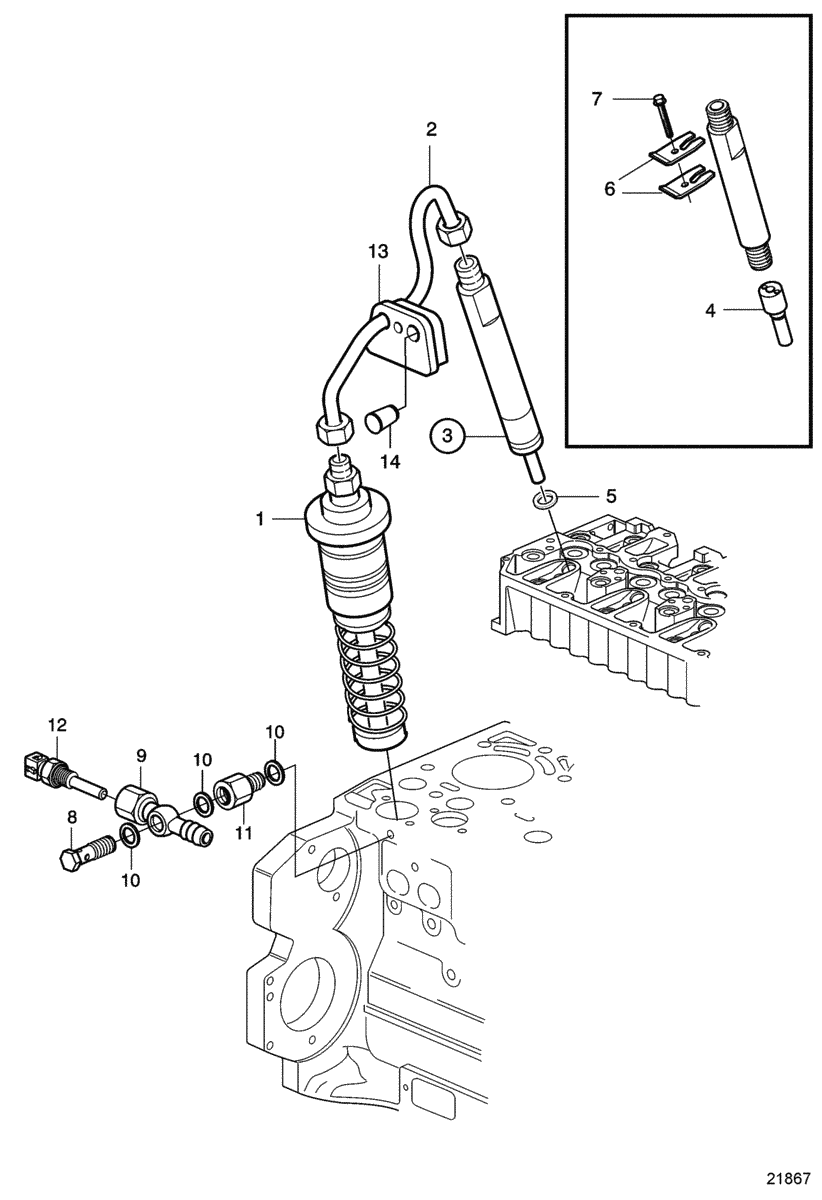 Injecteur et tuyaux de refoulement. stage 2, tier 2