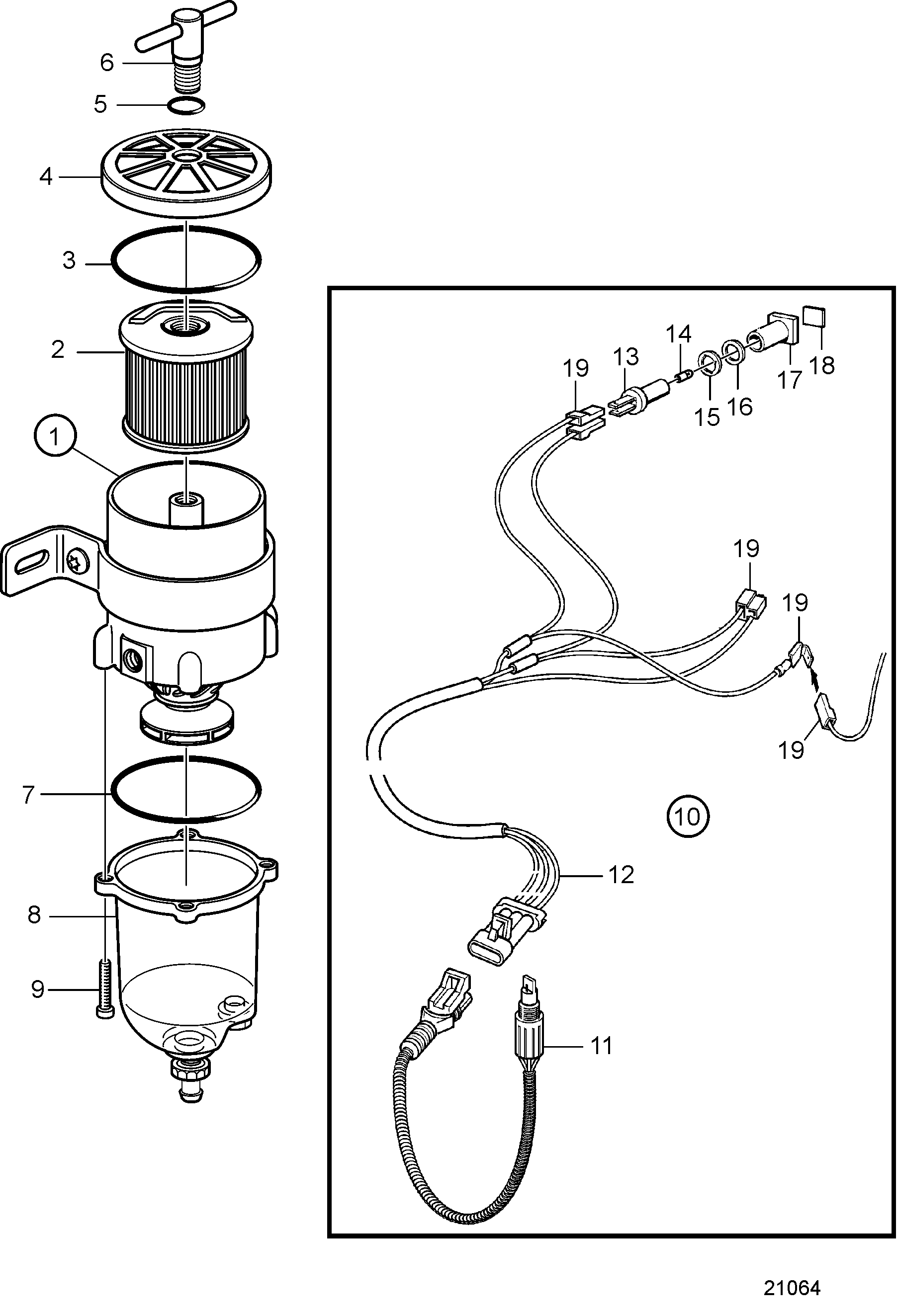 Filtre á carburant et sèparateur d'eau