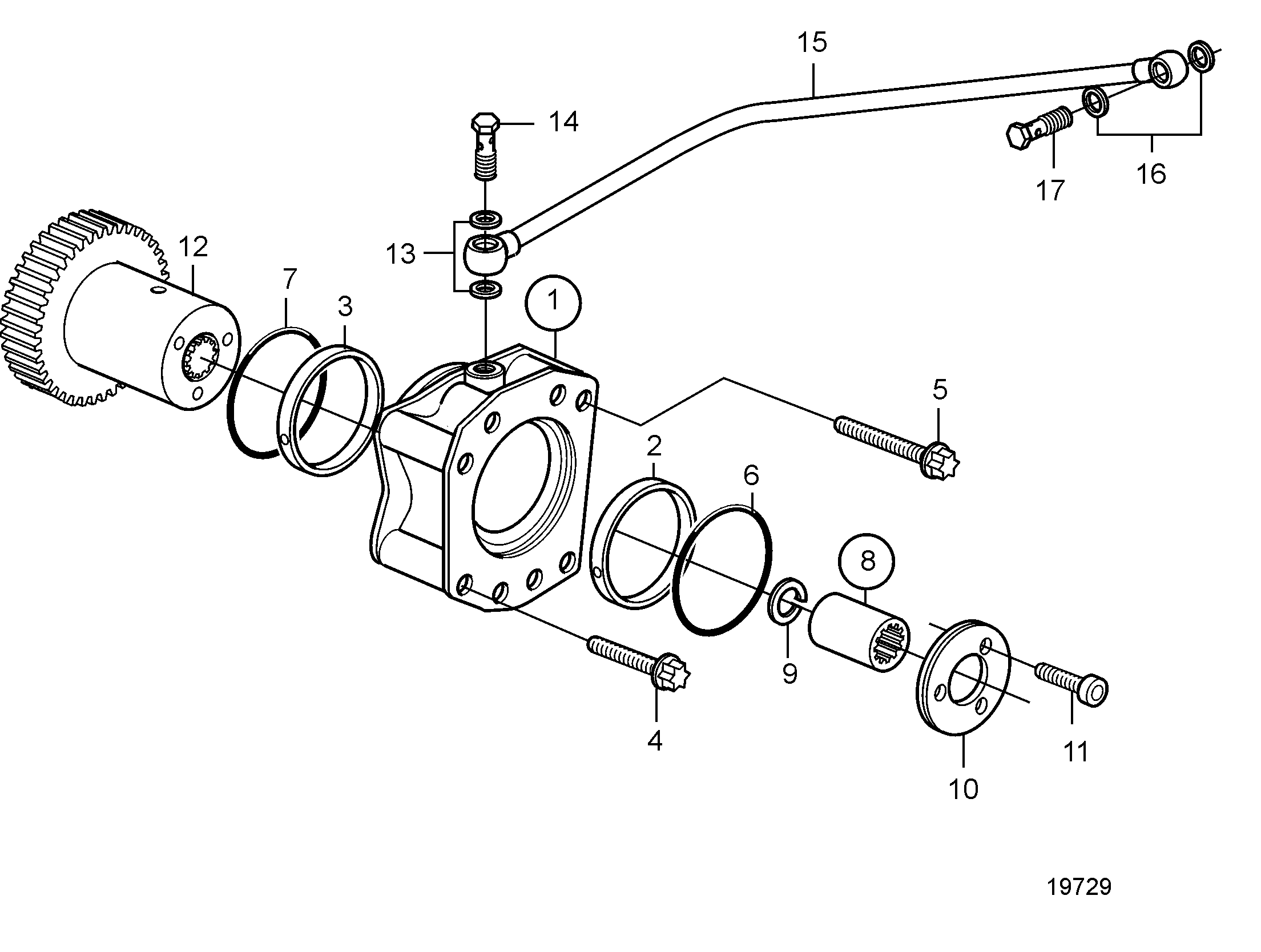 Kit connexion pour pompe hydraul, PTO A. 2 trous, SAE B, arbre 13T-16/32DP