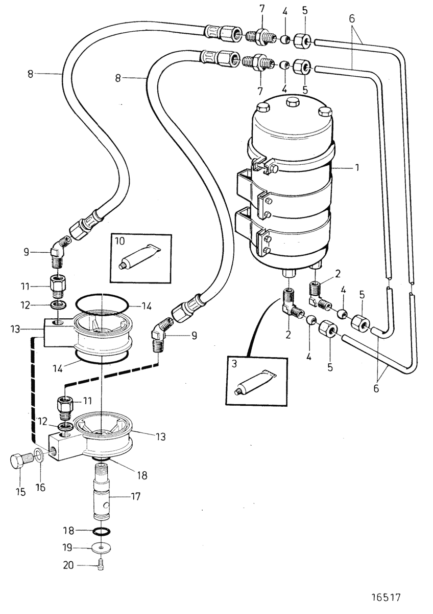 Filtre dèrivation pour volume huile supèrieur : position alternative.