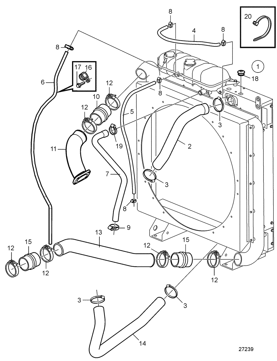 Radiator with Connection Components. Visco Fan Pusher