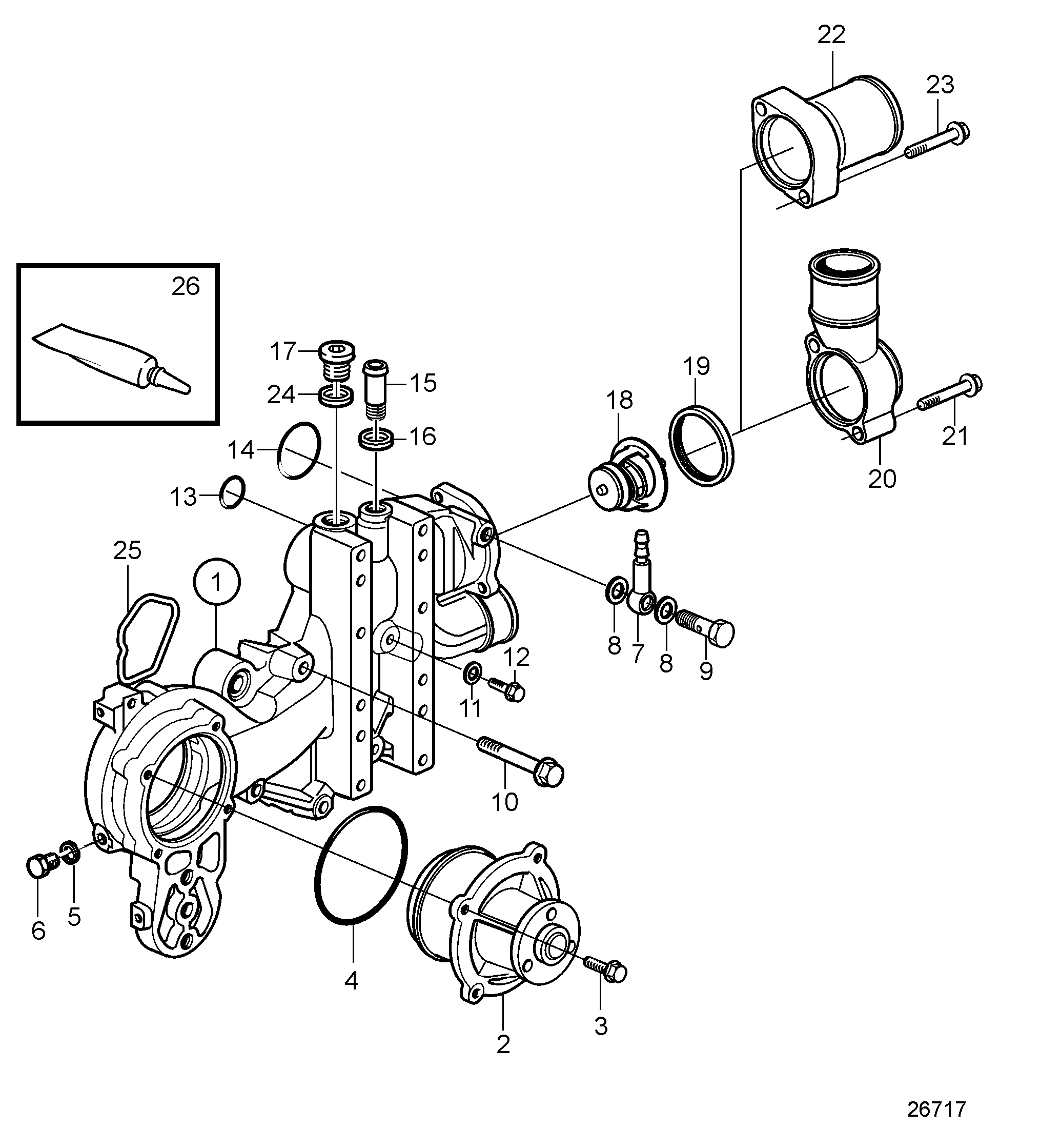 Pompe á eau et boîtier de thermostat