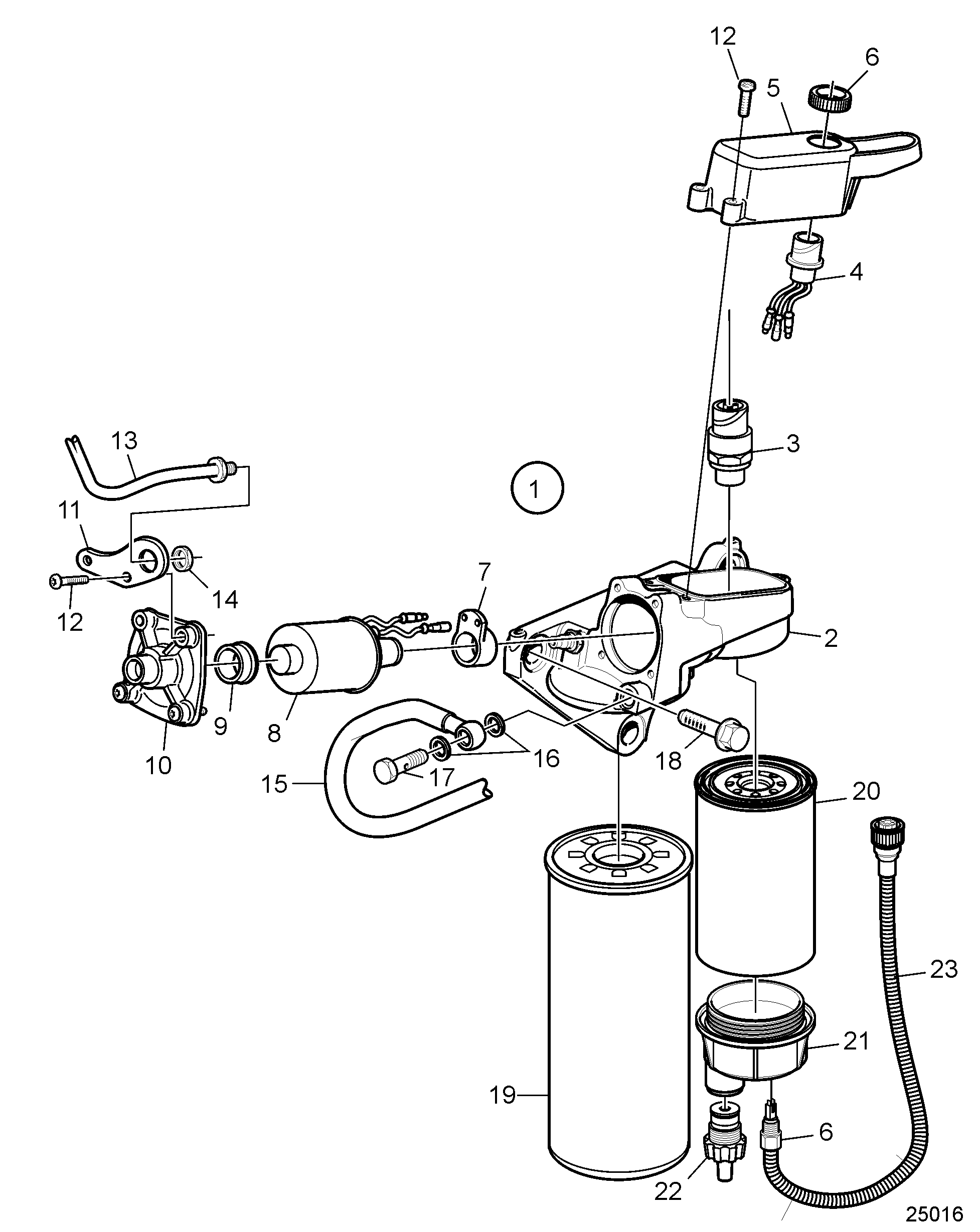 Boîtier du filtre carburant, composants